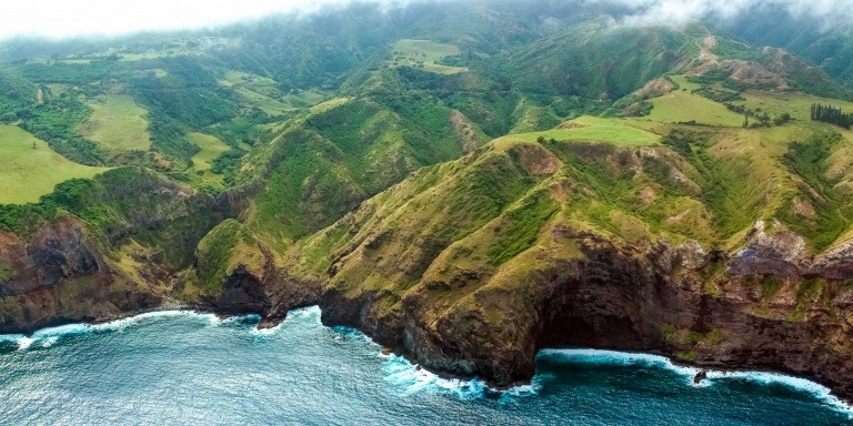 Aerial Helicopter View of Maui Coastline