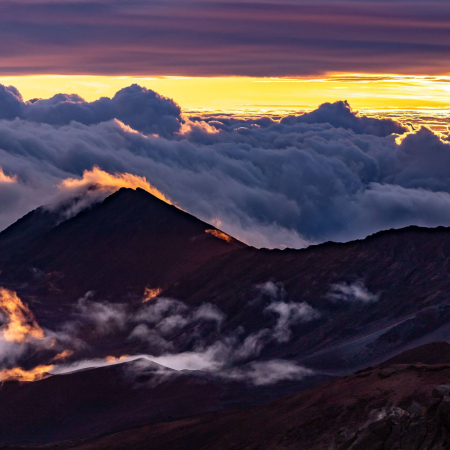 Haleakala Sunrise Crater Clouds Maui