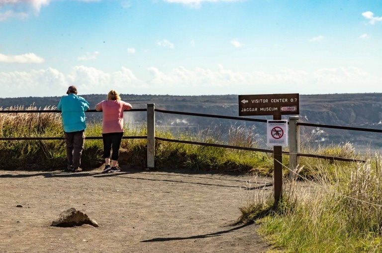 Guests Overlooking Kilauea At Steam Vents