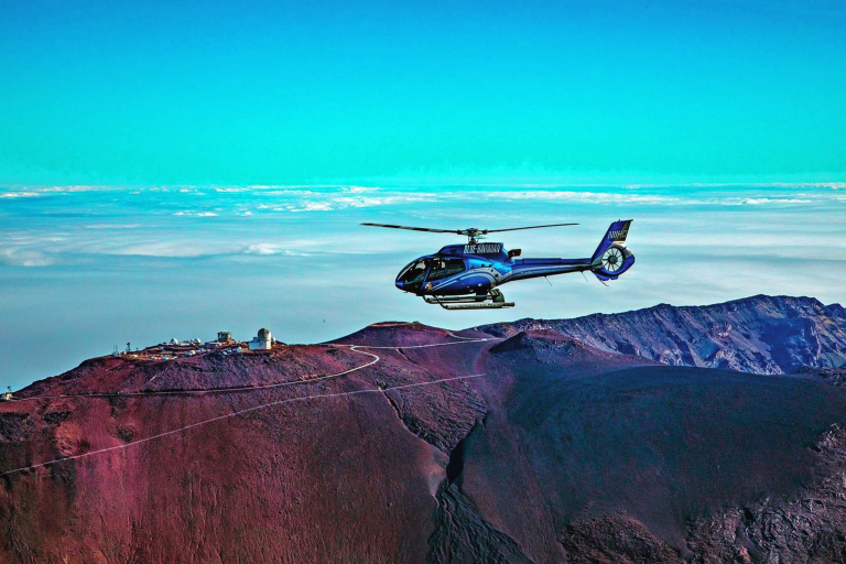 blue hawaiian helicopters haleakala and hana helicopter flying