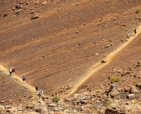 haleakala crater sliding sands trails hikers